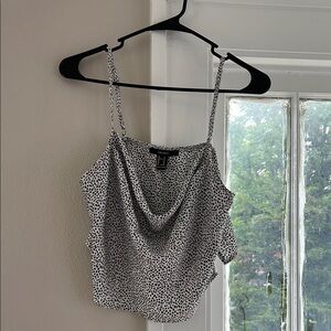 Forever 21 Black and White Asymmetrical Crop Camisole